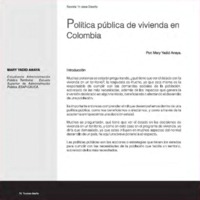 POLITICA PÚBLICA DE VIVIENDA EN COLOMBIA.