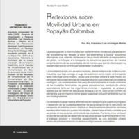 REFLEXIONES SOBRE MOVILIDAD URBANA EN POPAYÁN-COLOMBIA.