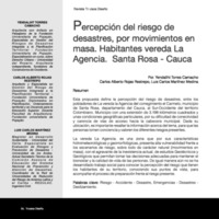 PERCEPCIÓN DEL RIESGO DE DESASTRES, POR MOVIMIENTOS EN MASA DE LOS HABITANTES VEREDA LA AGENCIA DEL MUNICIPIO DE SANTA ROSA CAUCA-COLOMBIA.