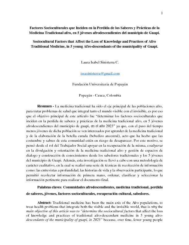FACTORES SOCIOCULTURALES QUE INCIDEN EN LA PERDIDA DE LOS SABERES Y PRÃ-CTICAS DE LA MEDICINA TRADICIONAL (1).pdf