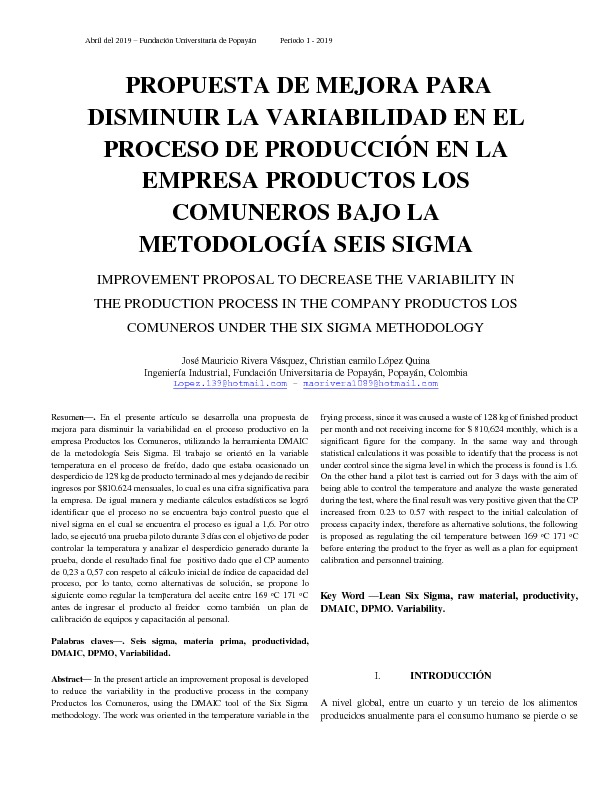 Proyecto Seis Sigma Producto Los Comuneros PDF.pdf