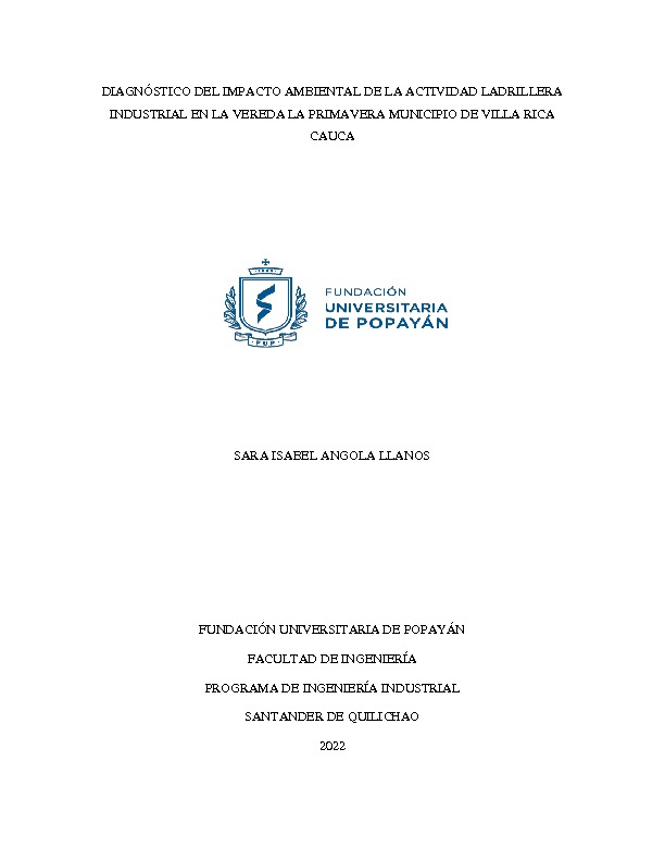 DIAGNÓSTICO DEL IMPACTO AMBIENTAL DE LA ACTIVIDAD LADRILLERA - SARA ISABEL ANGOLA.pdf