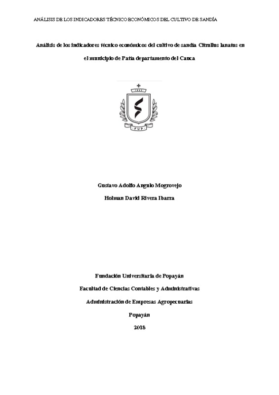 Análisis de los indicadores técnico económicos del cultivo de sandía Citrullus lanatus en el muni.pdf