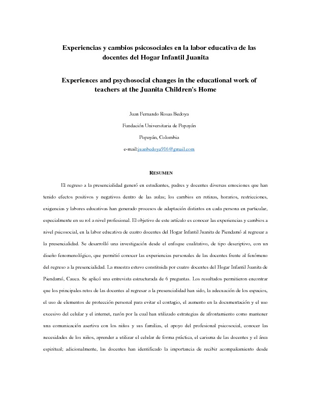 EXPERIENCIAS Y CAMBIOS PSICOSOCIALES EN LA LABOR EDUCATIVA DE LAS DOCENTES DEL HOGAR INFANTIL JUANITA.pdf