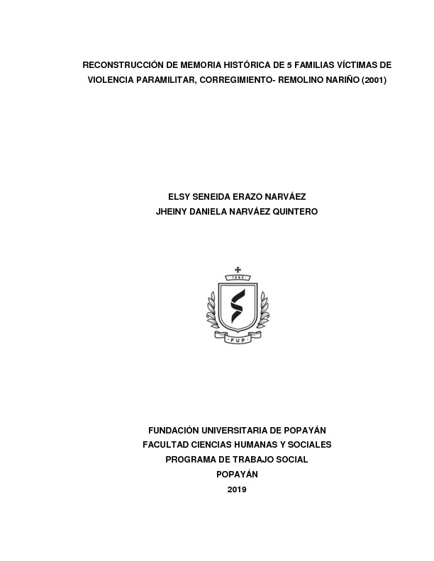 RECONSTRUCCIÓN DE MEMORIA HISTÓRICA DE 5 FAMILIAS VÍCTIMAS DE VIOLENCIA PARAMILITAR, CORREGIMIENT.pdf